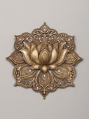Elegance Lotus Carved Brass Brooch