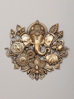 Lord Ganesha Brooch with Flowers