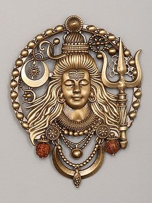Lord Shiva Carved Brass Brooch