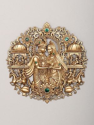Stone Studded Radha Krishna Brooch