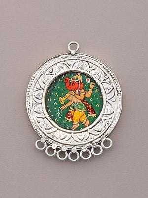 Hand-Painted Chaturbhuja Lord Ganesha Pendant