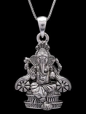 Sterling Silver Chaturbhuja Lord Ganesha Pendant