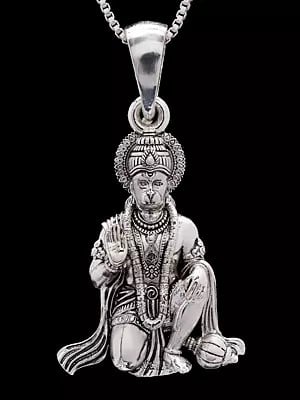 Blessing Hanuman Sterling Silver Pendant