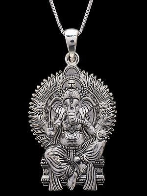 Blessing Ganesha Seated on Throne Pendant