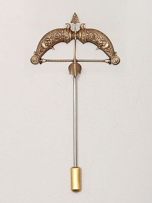 Bow and Arrow Carved Brass Lapel Pin
