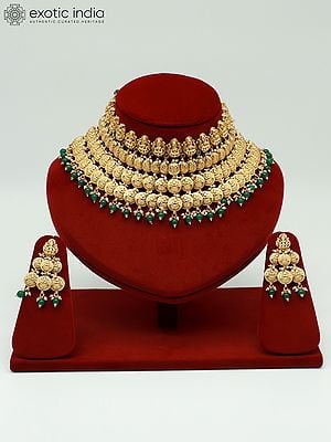 Traditional Temple Goddess Lakshmi Choker Necklace And Matching Earrings Set