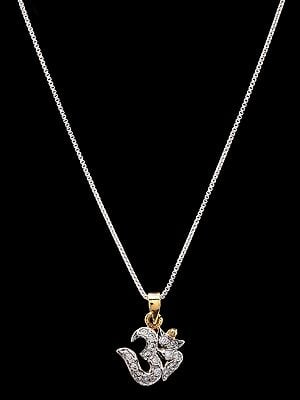 Stone Studded Om Brass Pendant