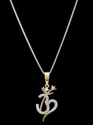 Stone Studded Trishul Om Pendant
