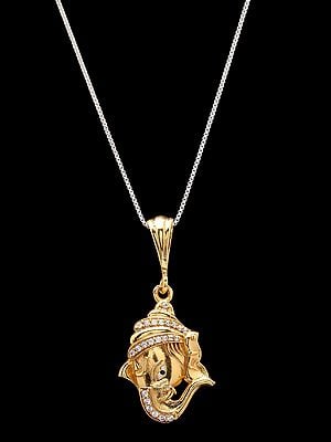 Stone Studded Lord Ganesha Face Pendant