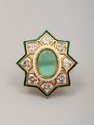 Star Design Ring with Stone and Beads