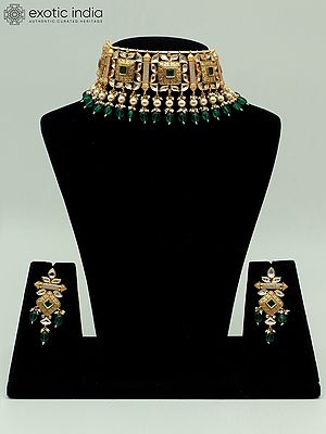 Bridal Choker Set With Meenakari Matte Design And Beads