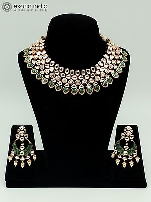 Meenakari Choker Set In Brass And Kundan Stone With Earrings