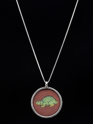 Round Shape Hand-Painted Tortoise Pendant