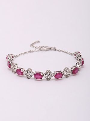 Faceted Oval Shaped Ruby Bracelet