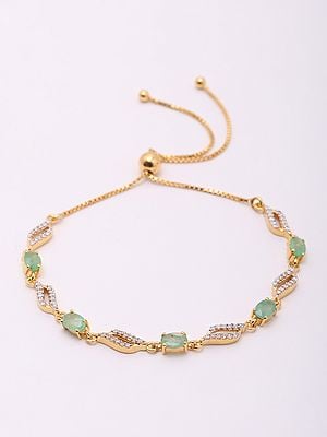 Emerald Gemstone Wraparound Bracelet with White Topaz