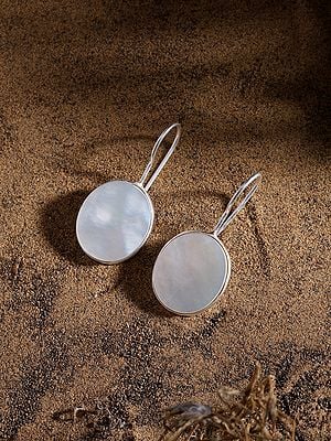 Oval Shape Mother of Pearl Hook Earrings