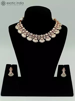 Green And Pink Color Necklace Set In Meenakari With Beautiful Earrings For Women