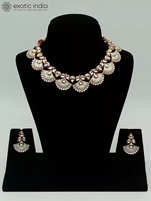 Elegant Meenakari Necklace Set In Brass With Attractive Earrings