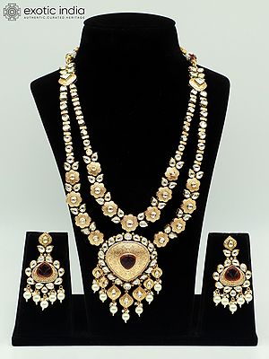 Rani Haar With Double Layer And Beautiful Earrings For Bridal