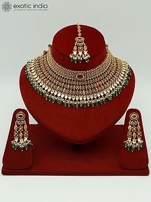 Premium Matte Heavy Necklace Set With Beautiful Earrings