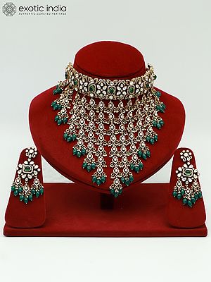 Beautiful Wedding Necklace Set In Brass For Women With Earrings