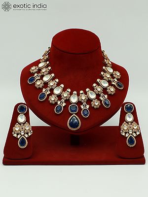 Moissanite Designer Necklace Set With Antique Polish And Doublet Stone