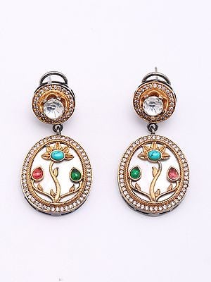 Floral Design Mop Dangle Earrings