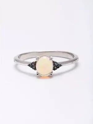 Oval Cut Cabochon Ethiopian Opal Ring