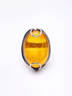 Oval Shape Cabochon Amber Ring
