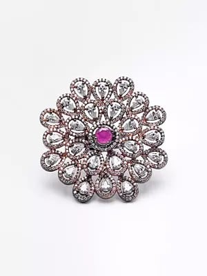 Stone Studded Flower Design Ring