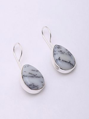 Teardrop Dendrite Opal Hook Earrings