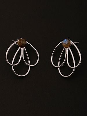 Sterling Silver Earrings with Faceted Gemstone