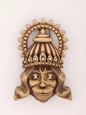 Lord Hanuman Face Brass Brooch
