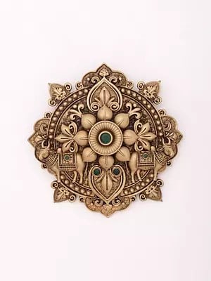 Floral Design Carved Brass Brooch