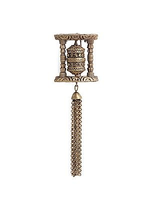 Buddhist Prayer Wheel Brass Brooch