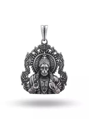 Antique Finish Blessing Lord Hanuman Pendant