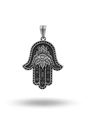 Hamsa Evil Eye Antique Finish Pendant