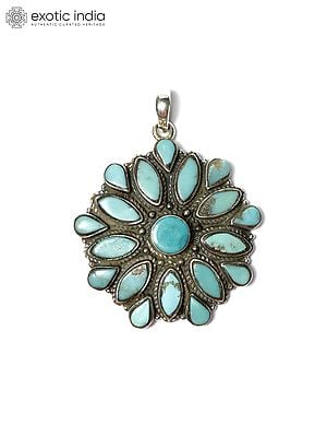 Floral Persian Turquoise Pendant