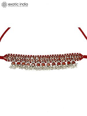 Coral Choker with Silver Ghungroo