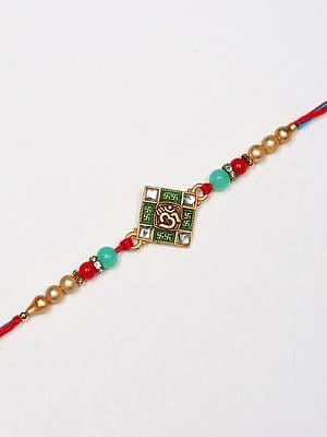 Traditional Kite Shaped Om Shubh Rakhi