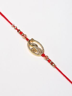 Oval Shape Stone Studded Peacock Rakhi