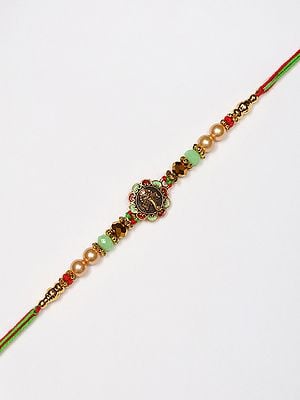 Beaded Lord Ganesha Face Rakhi