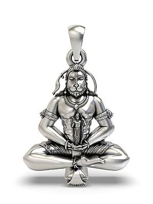 Meditating Hanuman Sterling Silver Pendant