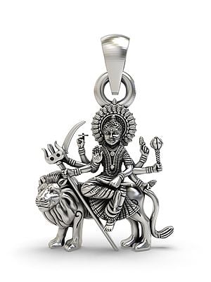 Goddess Durga Sterling Silver Pendant