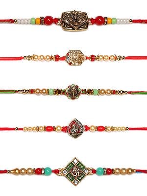 Combo of Five Multicolor Spiritual Rakhi
