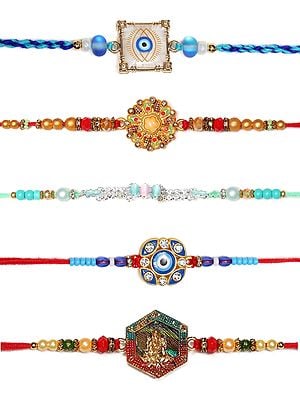 Combo of Five Spiritual Rakhi with Beads