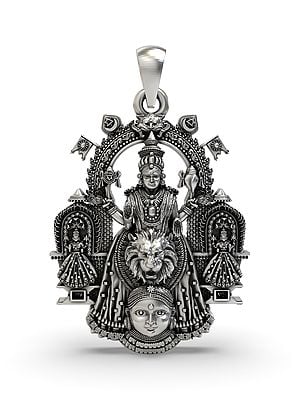 Sterling Silver Goddess Mookambika (Rare Goddess of India) Pendant