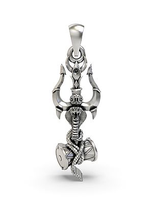Trishul with Damru and Snake Pendant