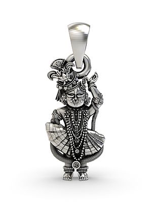 Hindu Deity Shrinathji Sterling Silver Pendant