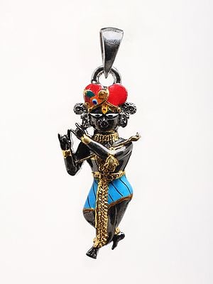 Radha Ramana Sterling Silver Enamel Pendant